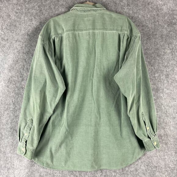 VTG J Crew Oarsman Corduroy Shirt Mens XL Green Hong Kong Distressed Destroyed - Picture 6 of 16